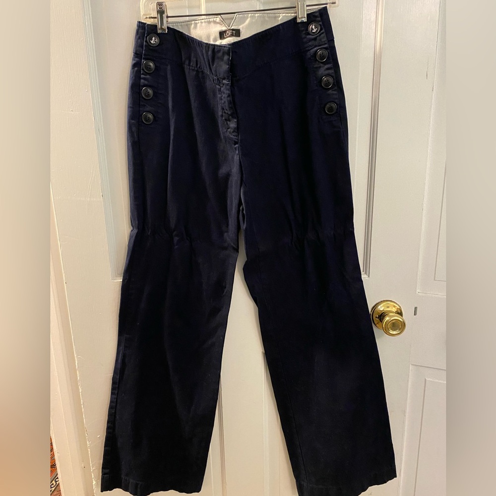 Ann Taylor Loft navy wide leg sailor trousers. Size 4.